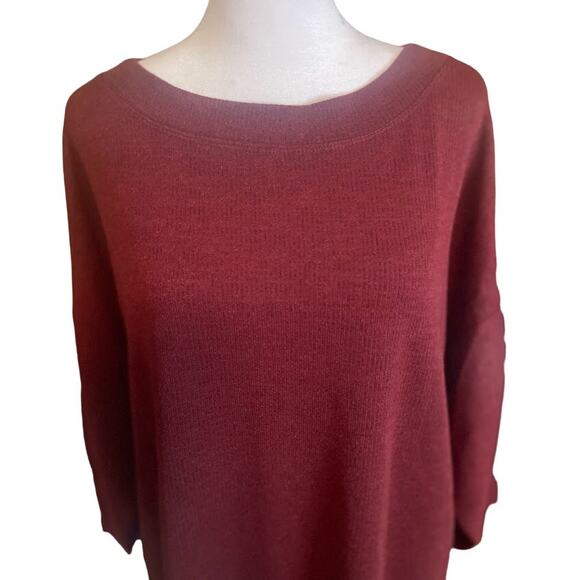 Max Studio Wine Tie Cinched Sleeve Ribbed Top Size 1X NWT - Picture 4 of 10